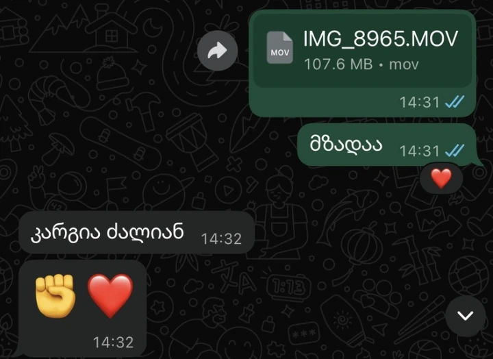 WhatsApp მიმოწერა მომხმარებელთან